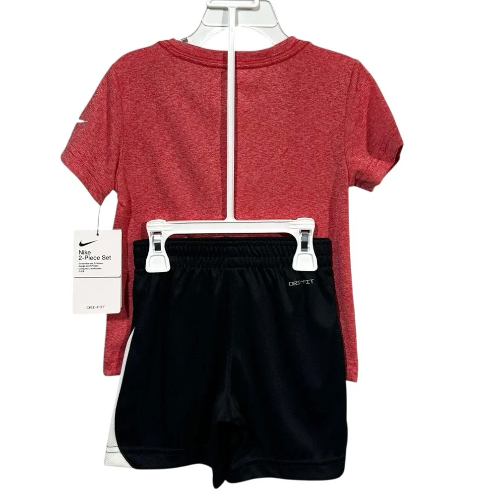 Nike Toddler Boys Dri-FIT T-Shirt &‎ Shorts Outfit Set 3T Red Black Athletic